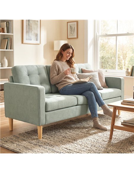 HOMCOM 3 Seater Sofa, 169cm Couch with Hidden Storage, Wood Legs, Light Grey - pic 192119 | FastDaddyshop