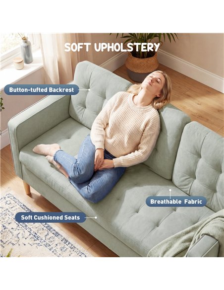 HOMCOM 3 Seater Sofa, 169cm Couch with Hidden Storage, Wood Legs, Light Grey - pic 192121 | FastDaddyshop