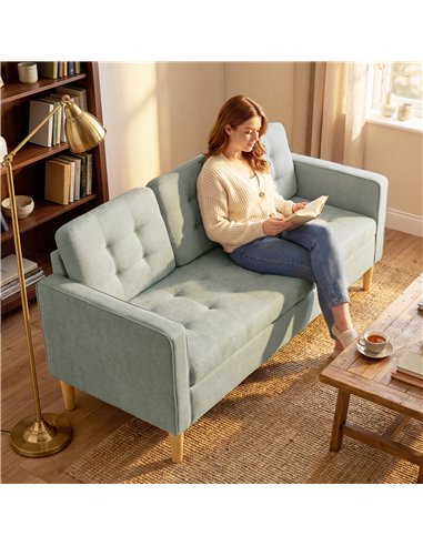 HOMCOM 3 Seater Sofa, 169cm Couch with Hidden Storage, Wood Legs, Light Grey