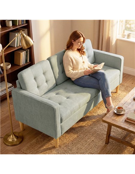 HOMCOM 3 Seater Sofa, 169cm Couch with Hidden Storage, Wood Legs, Light Grey - pic 192124 | FastDaddyshop