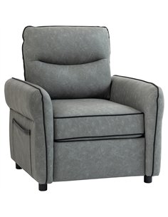 HOMCOM Accent Chair, Faux Leather Armchair - Grey