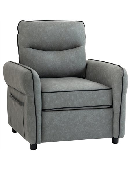 HOMCOM Accent Chair, Faux Leather Armchair - Grey - pic 192127 | FastDaddyshop