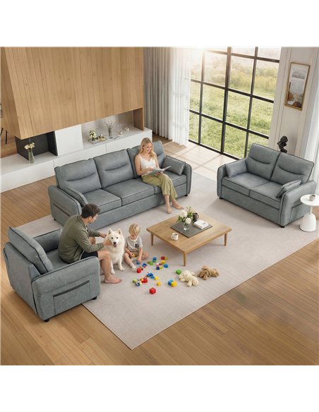 HOMCOM Accent Chair, Faux Leather Armchair - Grey - pic 192135 | FastDaddyshop