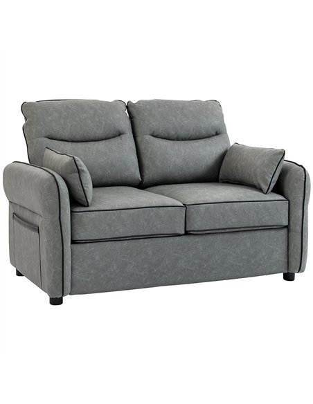 HOMCOM 2 Seater Sofa, Faux Leather Loveseat - Grey - pic 192136 | FastDaddyshop