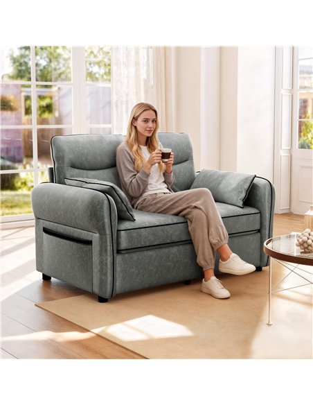 HOMCOM 2 Seater Sofa, Faux Leather Loveseat - Grey - pic 192137 | FastDaddyshop