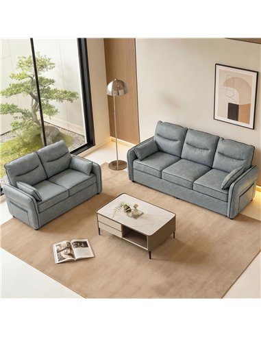 HOMCOM 2 Seater Sofa, Faux Leather Loveseat - Grey