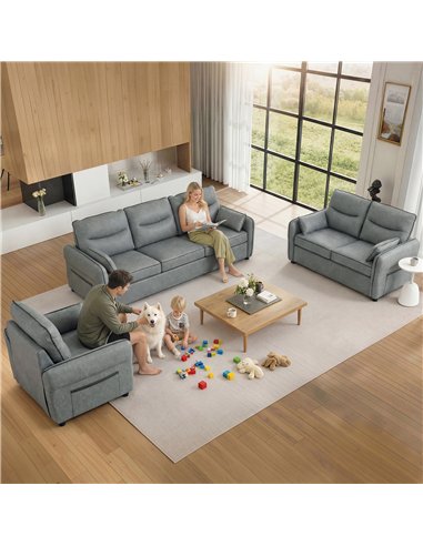 HOMCOM 2 Seater Sofa, Faux Leather Loveseat - Grey