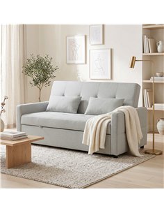 HOMCOM Three-Way Two-Seater Sofa Bed - Light Grey
