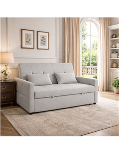 HOMCOM Three-Way Two-Seater Sofa Bed - Light Grey 2