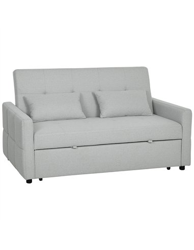 HOMCOM Three-Way Two-Seater Sofa Bed - Light Grey
