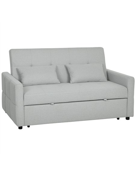 HOMCOM Three-Way Two-Seater Sofa Bed - Light Grey - pic 192156 | FastDaddyshop