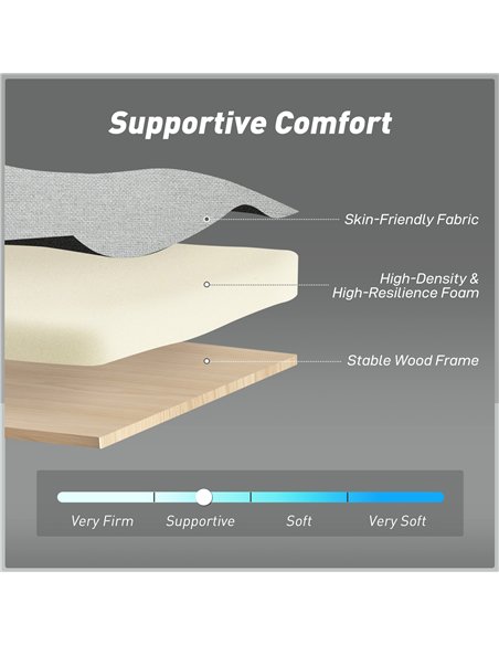 HOMCOM Three-Way Two-Seater Sofa Bed - Light Grey - pic 192160 | FastDaddyshop