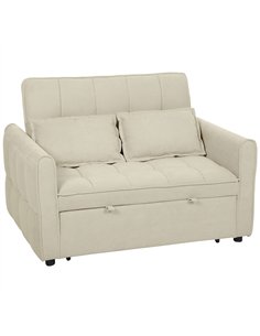 HOMCOM 2 Seater Sofa Bed, 3-in-1 Convertible Sleeper Sofa with Click-clack Adjustable Backrest and 2 Pillows, Light Brown
