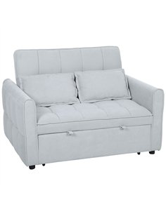 HOMCOM 2 Seater Sofa Bed, 3-in-1 Convertible Sleeper Sofa with Click-clack Adjustable Backrest and 2 Pillows, Light Grey