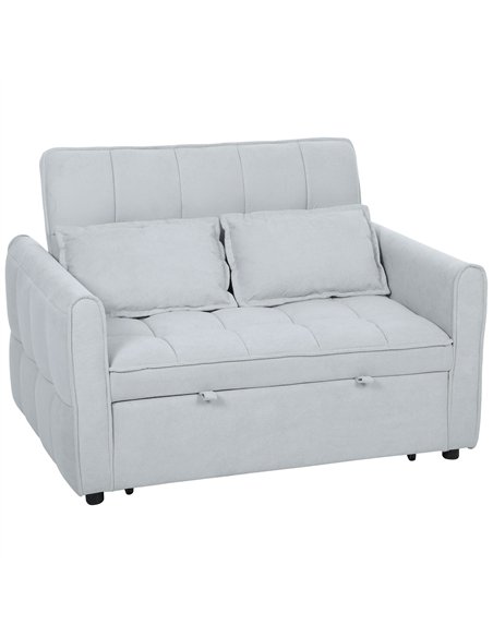 HOMCOM 2 Seater Sofa Bed, 3-in-1 Convertible Sleeper Sofa with Click-clack Adjustable Backrest and 2 Pillows, Light Grey - pic 192181 | FastDaddyshop