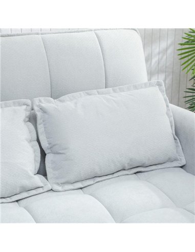 HOMCOM 2 Seater Sofa Bed, 3-in-1 Convertible Sleeper Sofa with Click-clack Adjustable Backrest and 2 Pillows, Light Grey