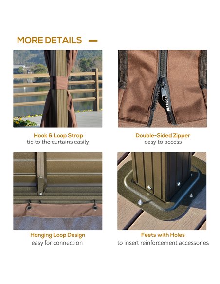 Outsunny 3.65x3m Hardtop Gazebo with Aluminum Alloy Frame, Double Roof, Brown - pic 19219 | FastDaddyshop