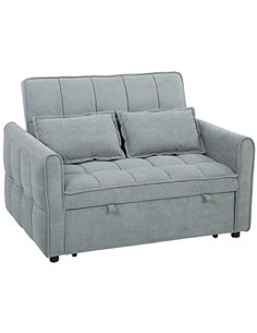 HOMCOM 2 Seater Sofa Bed, 3-in-1 Convertible Sleeper Sofa with Click-clack Adjustable Backrest and 2 Pillows, Grey