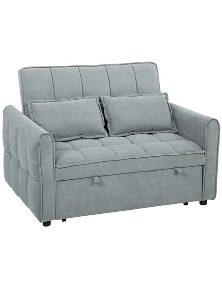 HOMCOM 2 Seater Sofa Bed, 3-in-1 Convertible Sleeper Sofa with Click-clack Adjustable Backrest and 2 Pillows, Grey - pic 192190 | FastDaddyshop