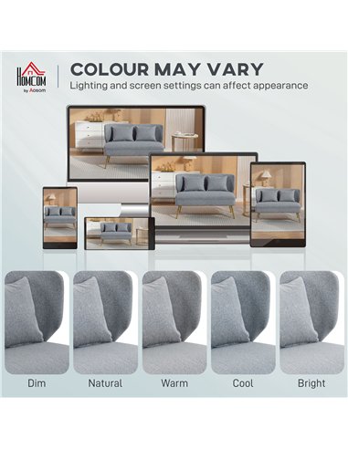 HOMCOM 2 Seater Sofa, Linen-look Fabric Small Sofa with Wing Back, Thick Seat, Metal Legs, Light Grey