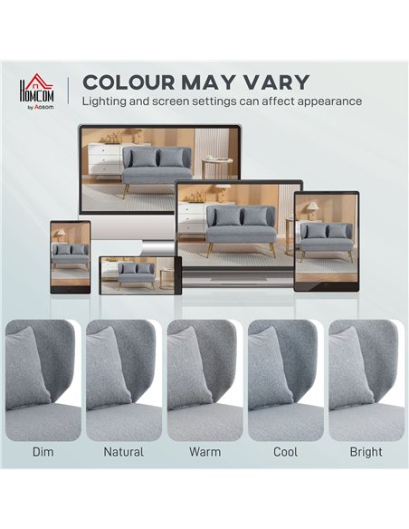 HOMCOM 2 Seater Sofa, Linen-look Fabric Small Sofa with Wing Back, Thick Seat, Metal Legs, Light Grey - pic 192205 | FastDaddyshop