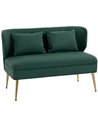 HOMCOM 2 Seater Sofa, Linen-look Fabric Small Sofa with Wing Back, Thick Seat, Metal Legs, Dark Green