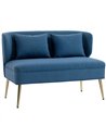HOMCOM 2 Seater Sofa, Linen-look Fabric Small Sofa with Wing Back, Thick Seat, Metal Legs, Dark Blue