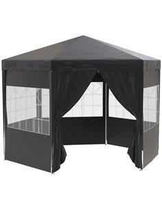 Outsunny 3.9m Gazebo with 6 Removable Side Walls, Windows and Doors, Black