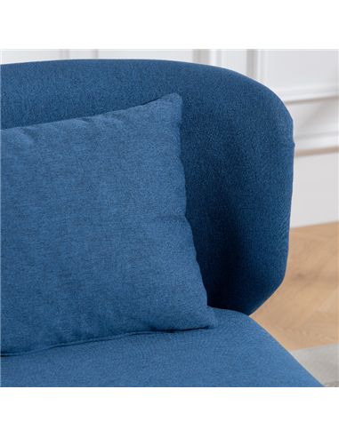HOMCOM 2 Seater Sofa, Linen-look Fabric Small Sofa with Wing Back, Thick Seat, Metal Legs, Dark Blue