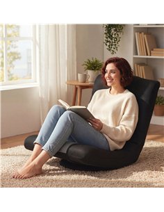 HOMCOM Floor Chair, Folding Floor Sofa with Adjustable Backrest, Wide Seat, Swivel Base, Black 2
