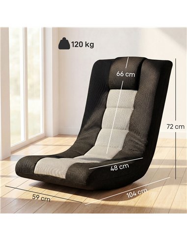 HOMCOM Floor Chair, Folding Floor Sofa with Adjustable Backrest, Wide Seat, Swivel Base, Black