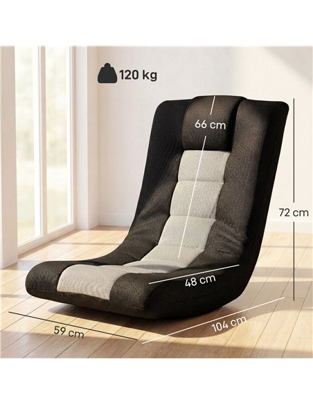 HOMCOM Floor Chair, Folding Floor Sofa with Adjustable Backrest, Wide Seat, Swivel Base, Black - pic 192228 | FastDaddyshop
