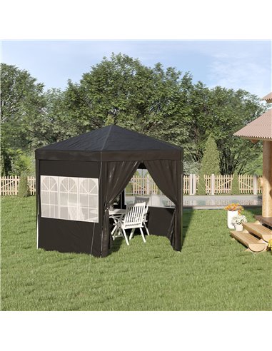 Outsunny 3.9m Gazebo with 6 Removable Side Walls, Windows and Doors, Black