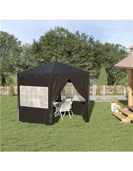 Outsunny 3.9m Gazebo with 6 Removable Side Walls, Windows and Doors, Black - pic 19223 | FastDaddyshop