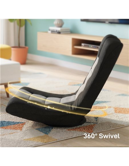 HOMCOM Floor Chair, Folding Floor Sofa with Adjustable Backrest, Wide Seat, Swivel Base, Black - pic 192232 | FastDaddyshop