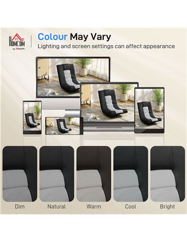 HOMCOM Floor Chair, Folding Floor Sofa with Adjustable Backrest, Wide Seat, Swivel Base, Black