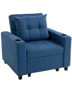 HOMCOM 3-in-1 Single Sofa Bed, Convertible Sleeper Chair Bed - Dark Blue