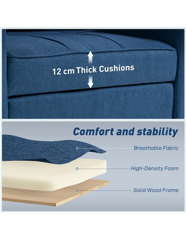 HOMCOM 3-in-1 Single Sofa Bed, Convertible Sleeper Chair Bed - Dark Blue