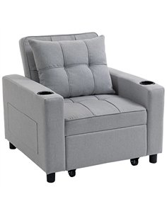 HOMCOM 3-in-1 Single Sofa Bed, Convertible Sleeper Chair Bed - Light Grey