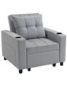 HOMCOM 3-in-1 Single Sofa Bed, Convertible Sleeper Chair Bed - Light Grey