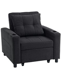 HOMCOM 3-in-1 Single Sofa Bed, Convertible Sleeper Chair Bed - Black