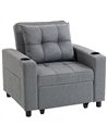 HOMCOM 3-in-1 Single Sofa Bed, Convertible Sleeper Chair Bed - Dark Grey