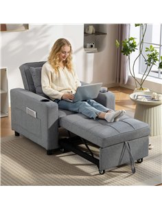 HOMCOM 3-in-1 Single Sofa Bed, Convertible Sleeper Chair Bed - Dark Grey 2