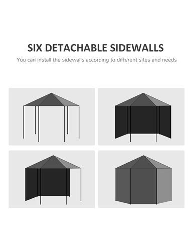 Outsunny 3.9m Gazebo Canopy Party Tent with 6 Removable Side Walls for Outdoor Event with Windows and Doors, Black