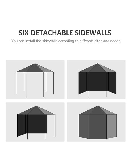 Outsunny 3.9m Gazebo Canopy Party Tent with 6 Removable Side Walls for Outdoor Event with Windows and Doors, Black - pic 19227 | FastDaddyshop