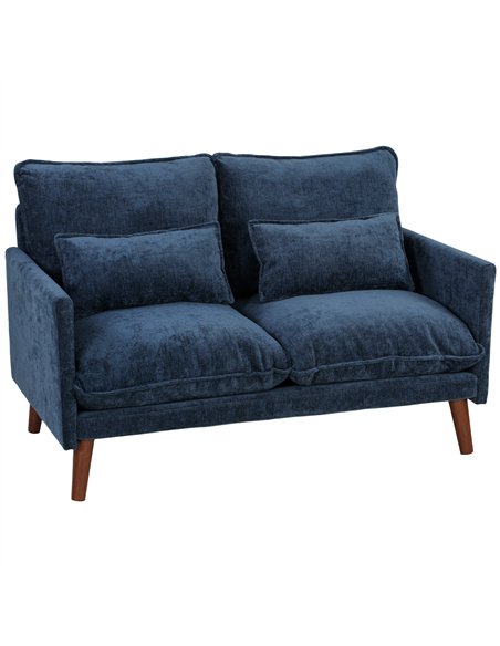HOMCOM 2 Seater Sofa, Loveseat Sofa with Spring Cushions, Wide and Deep Seat, Wood Legs, Blue - pic 192289 | FastDaddyshop