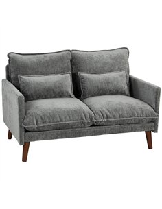 HOMCOM 2 Seater Sofa, Loveseat Sofa with Spring Cushions, Wide and Deep Seat, Wood Legs, Grey