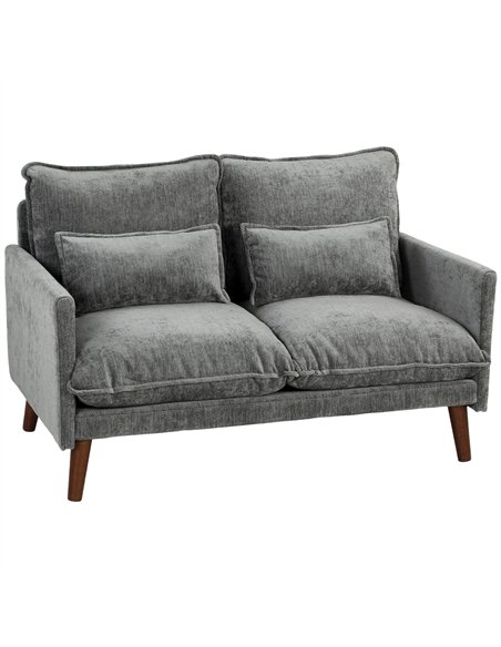 HOMCOM 2 Seater Sofa, Loveseat Sofa with Spring Cushions, Wide and Deep Seat, Wood Legs, Grey - pic 192298 | FastDaddyshop