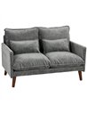 HOMCOM 2 Seater Sofa, Loveseat Sofa with Spring Cushions, Wide and Deep Seat, Wood Legs, Grey