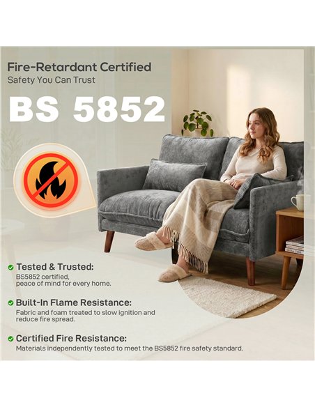 HOMCOM 2 Seater Sofa, Loveseat Sofa with Spring Cushions, Wide and Deep Seat, Wood Legs, Grey - pic 192304 | FastDaddyshop